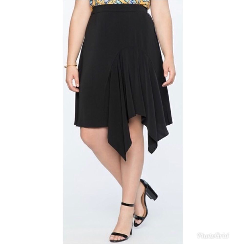 ELOQUII Asymmetrical Front Ruffle Skirt